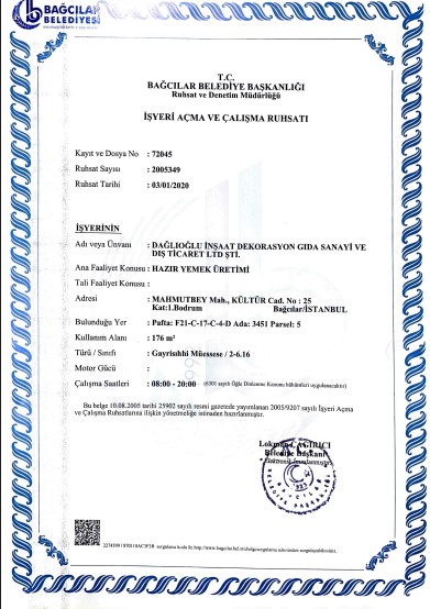 İşyeri Çalıştırma Ruhsatı